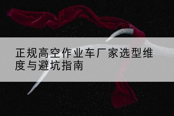 芦淞高空作业车厂家-正规选型维度与避坑指南