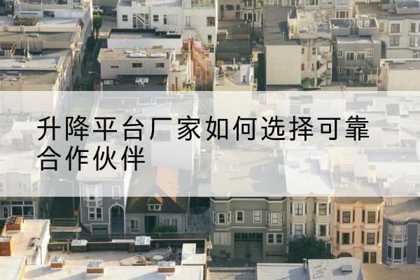 芦淞升降平台厂家-如何选择可靠合作伙伴